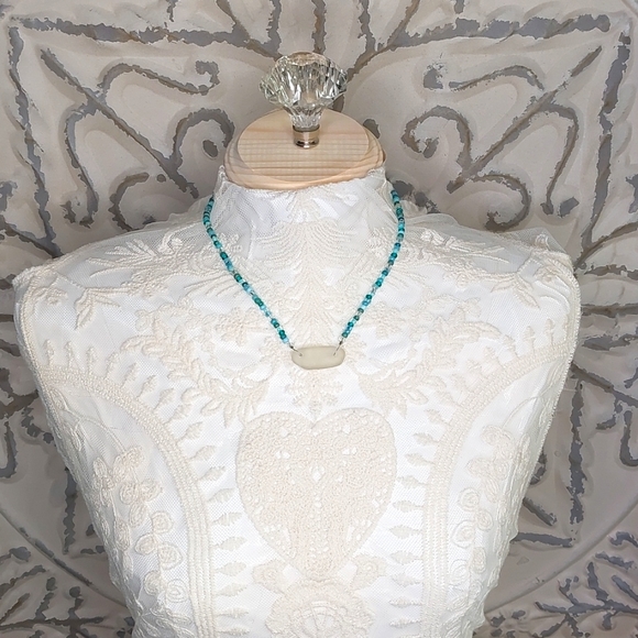 Beach Glass Necklace, Sea glass, Handcrafted by Rust Belt Raised, Turquoise - Picture 4 of 16